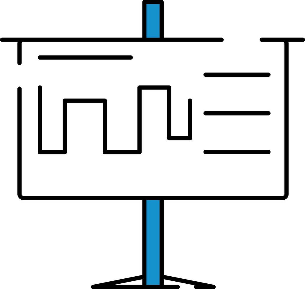 presentación tablero icono en azul y blanco color. vector