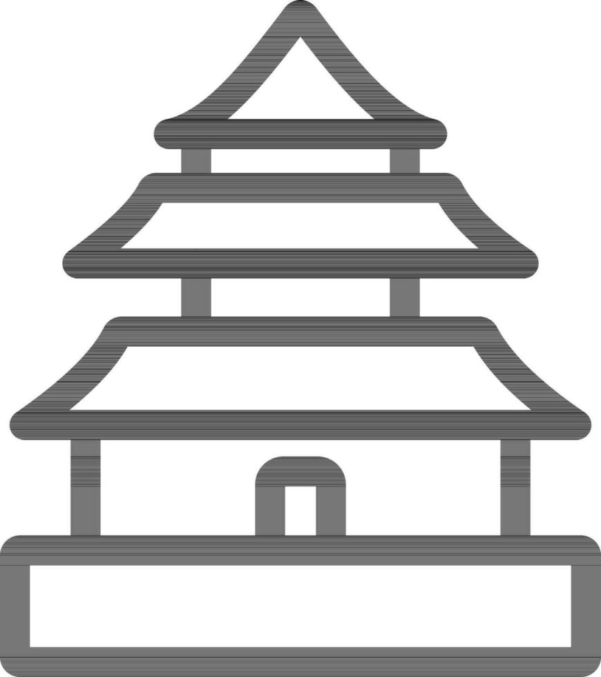 Vector Illustration Of Buddhist Temple Or Pagoda Icon In Stroke Style.