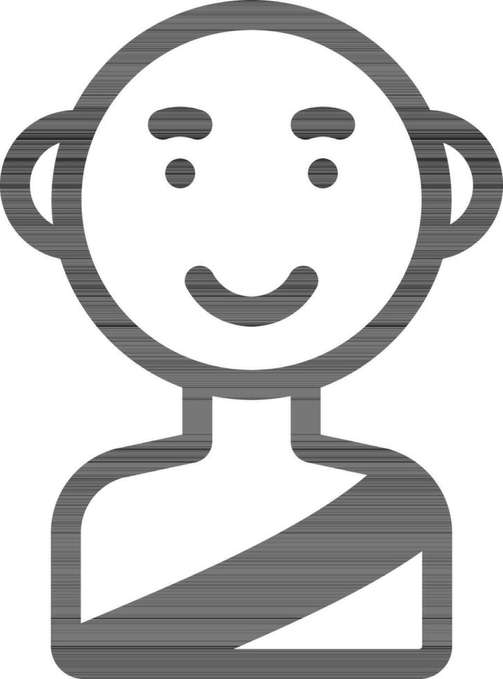 Monk Character Icon In Black And White Color. vector