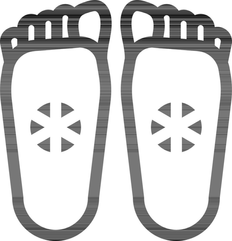 Footprints of Buddha Or Buddhapada Icon In Black And White Color. vector