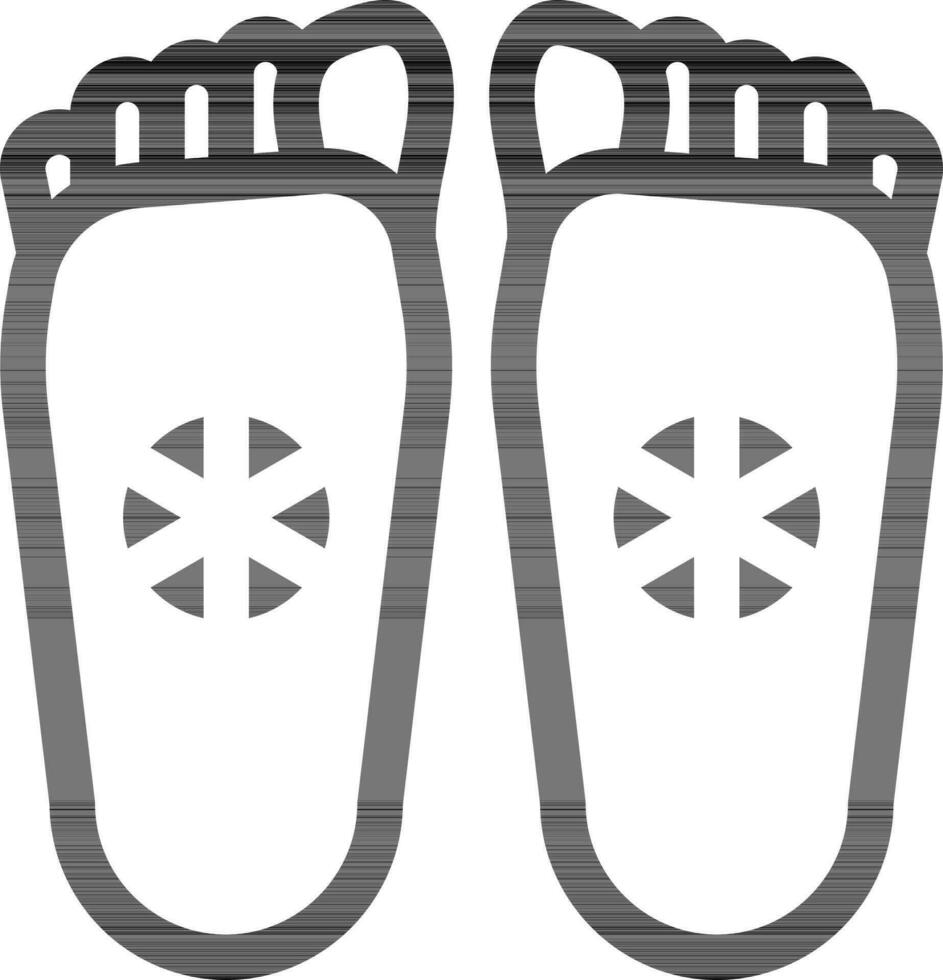 Footprints of Buddha Or Buddhapada Icon In Black And White Color. vector