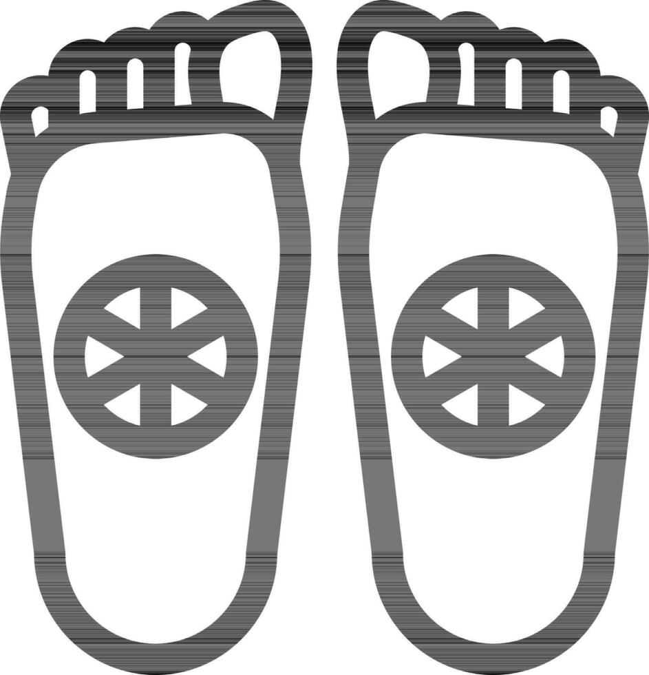 Footprints of Buddha Or Buddhapada Icon In Thin Line Art. vector