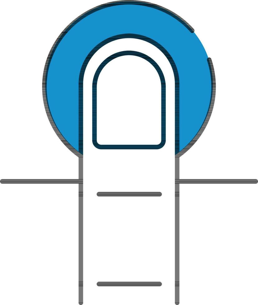 Finger Pressing Button Icon In Blue And White Color. vector