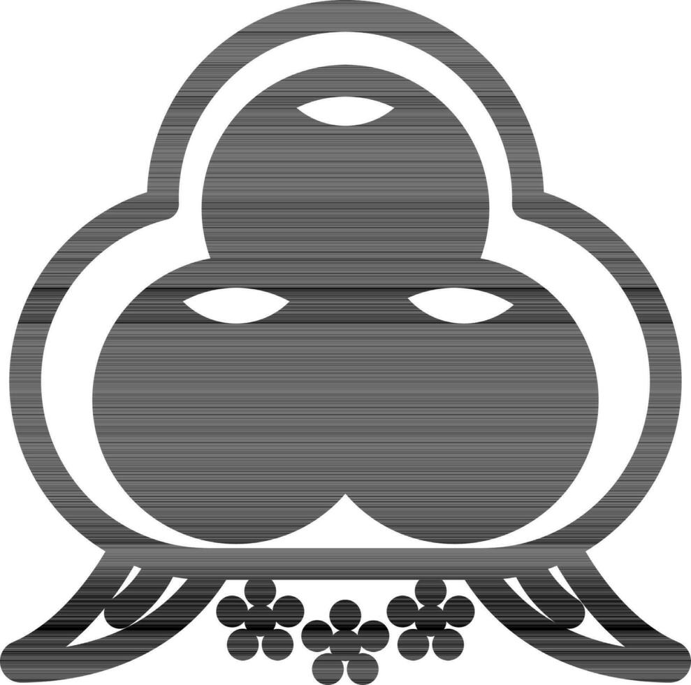 Vector Illustration Of Buddhist Three Jewels Icon In Black And White Color.