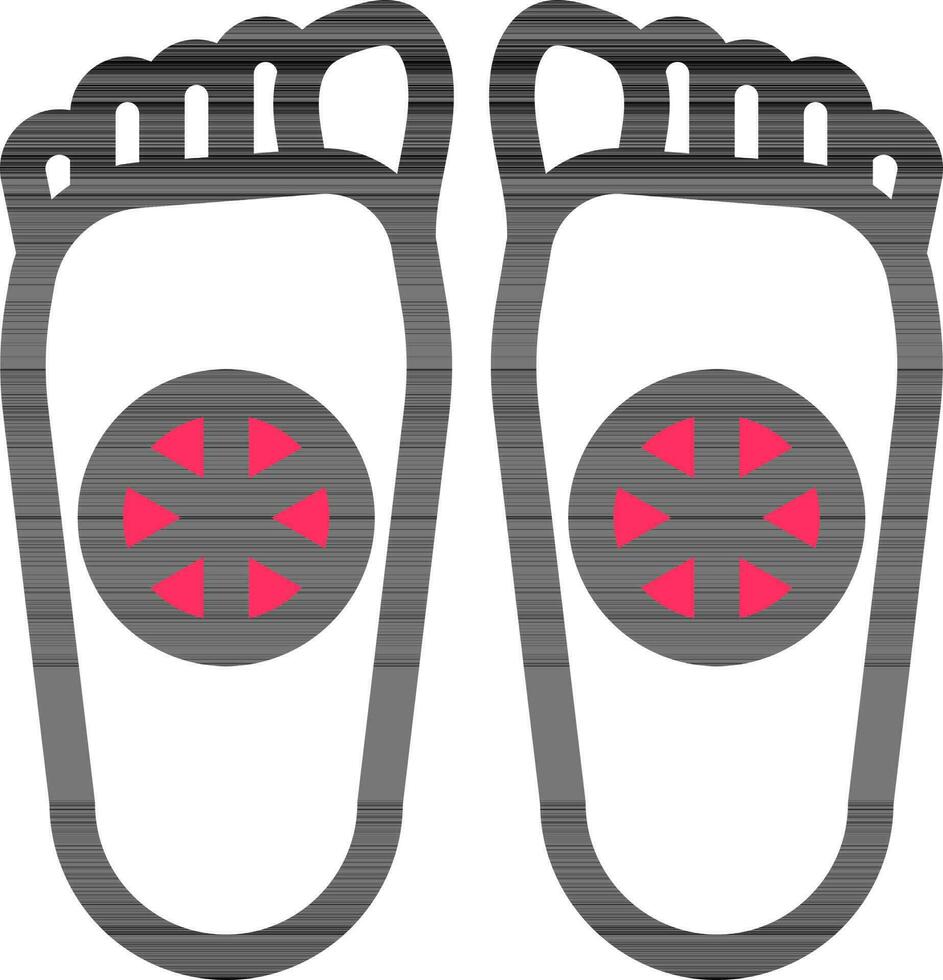 Footprints of Buddha Or Buddhapada Icon In White And Pink Color. vector