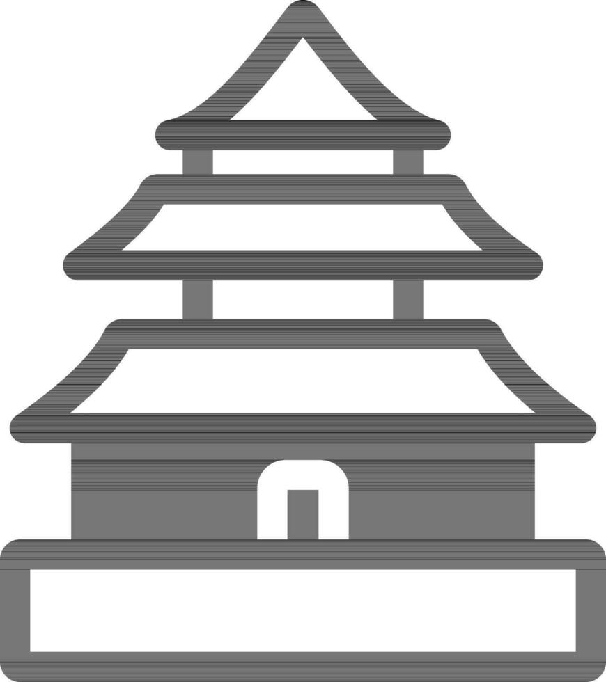 vector ilustración de budista templo o pagoda icono en negro y blanco color.