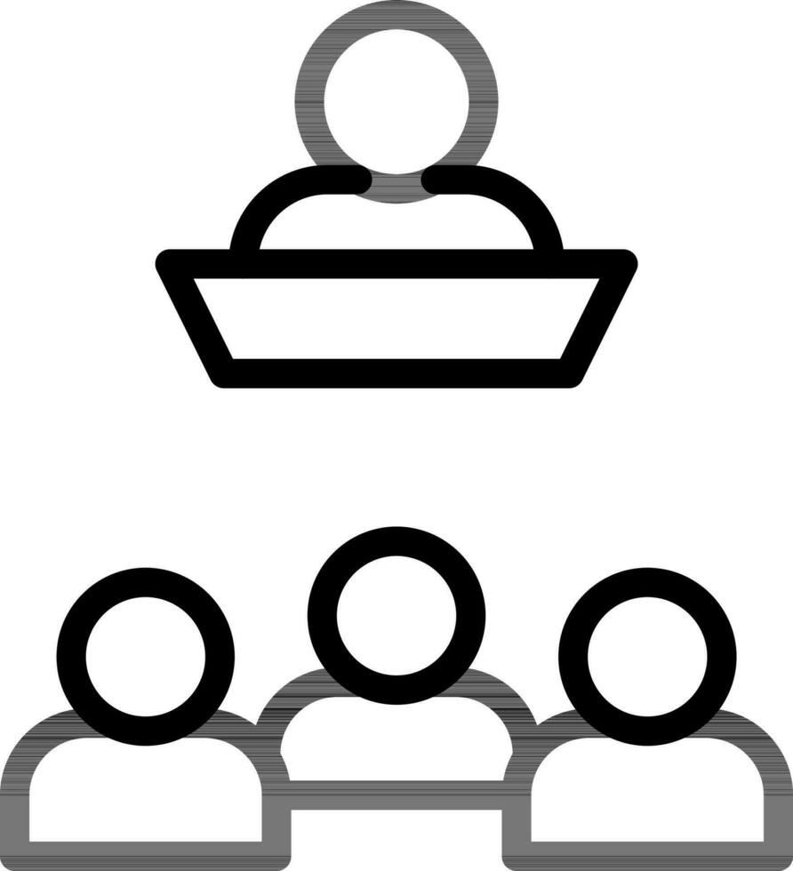 Conference Icon In Black Outline. vector