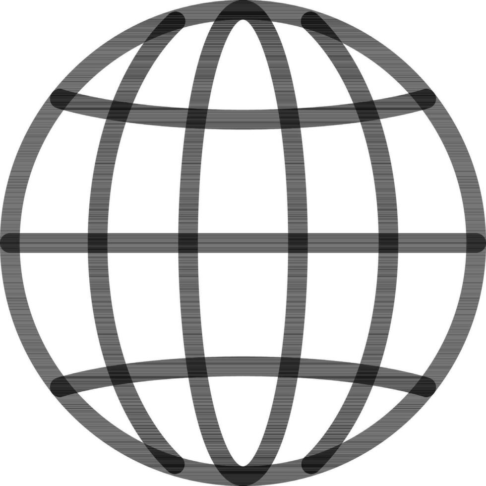 Black Line Art Globe Icon in Flat Style. vector