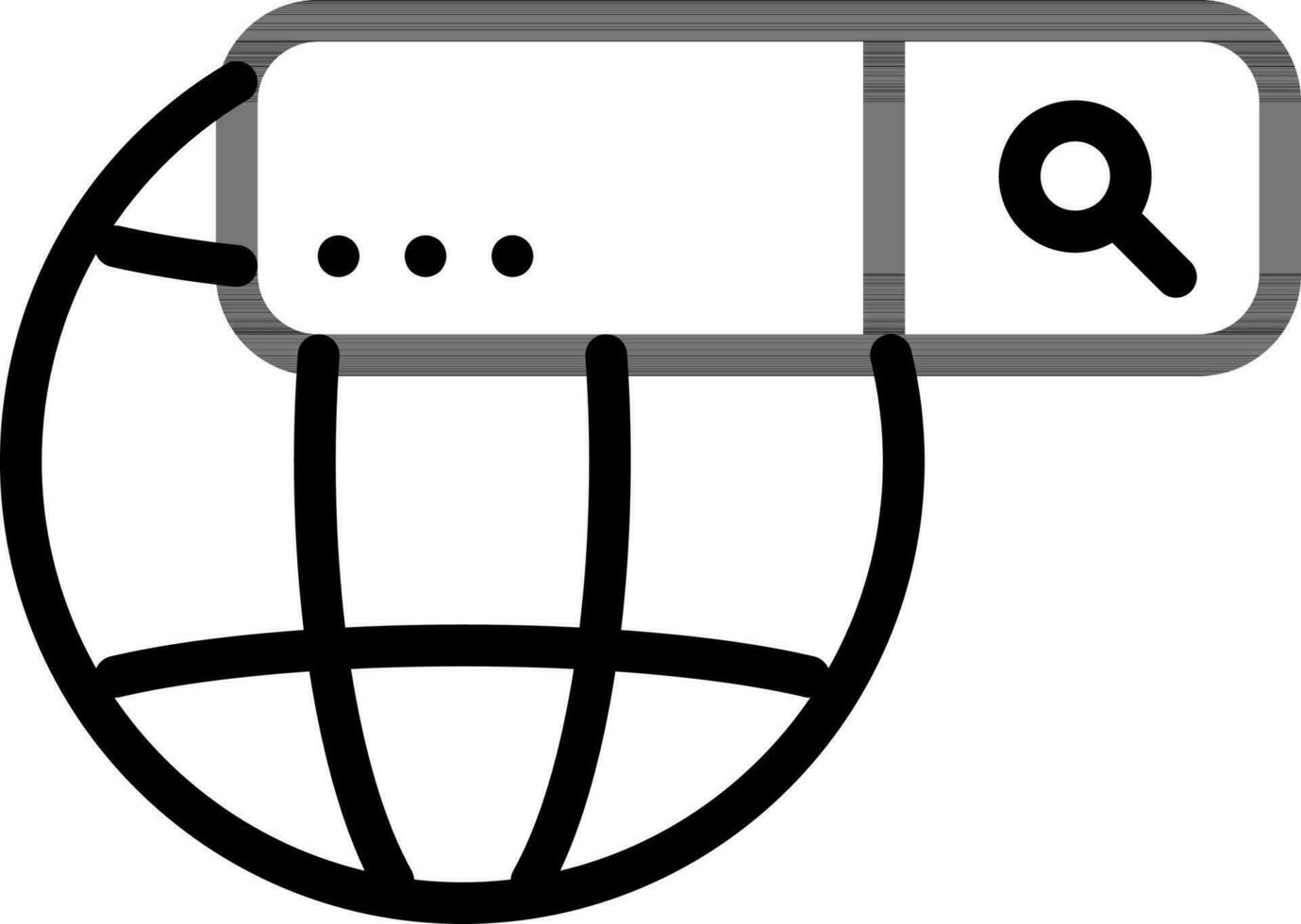 Global Search Or URL Icon In Black Line Art. vector