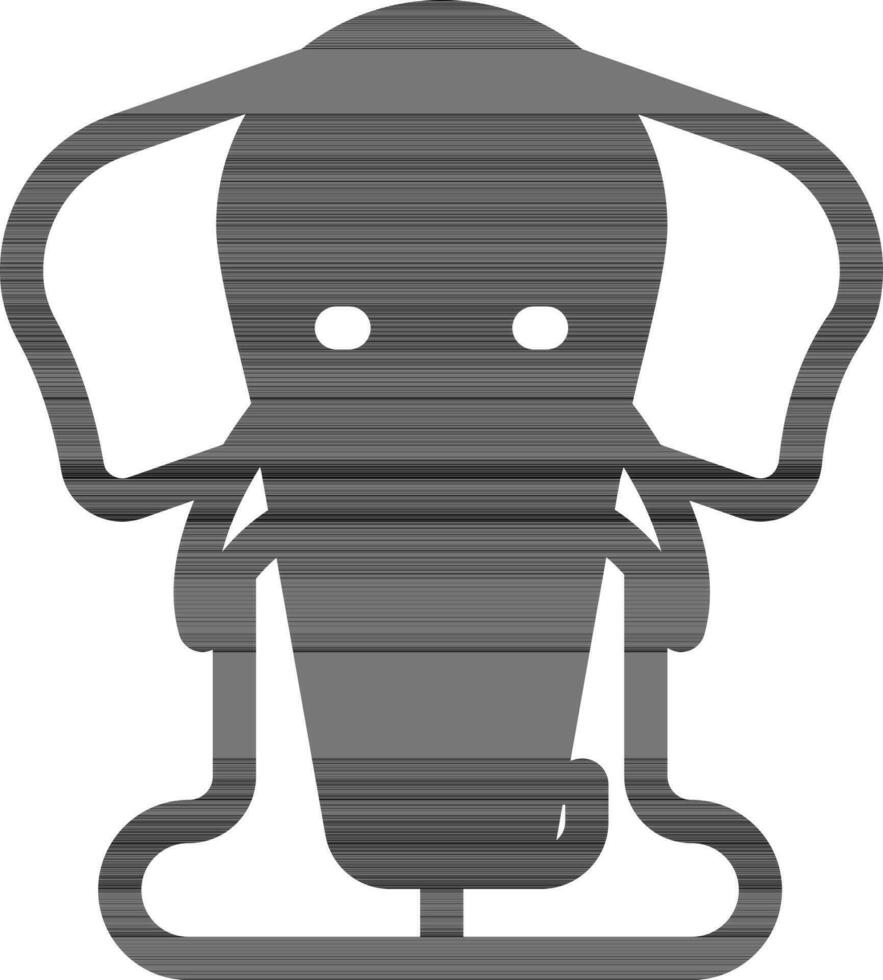 Black And White Color Elephant Icon Or Symbol In Outline Style. vector
