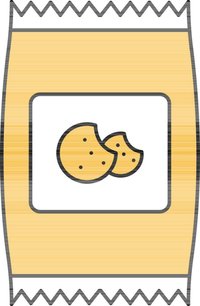 Cookie Package Icon In Yellow And White Color. vector