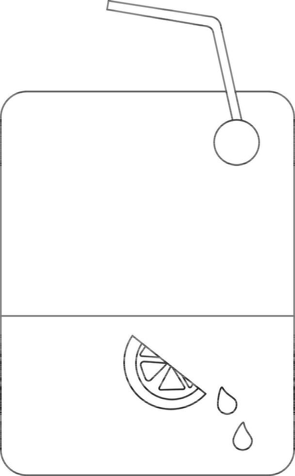 Juice Box With Straw Icon In Black Outline. vector