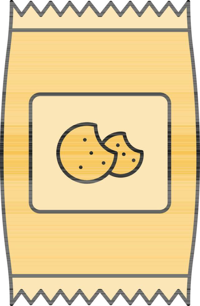 Cookie Packet Icon In Yellow Color. vector