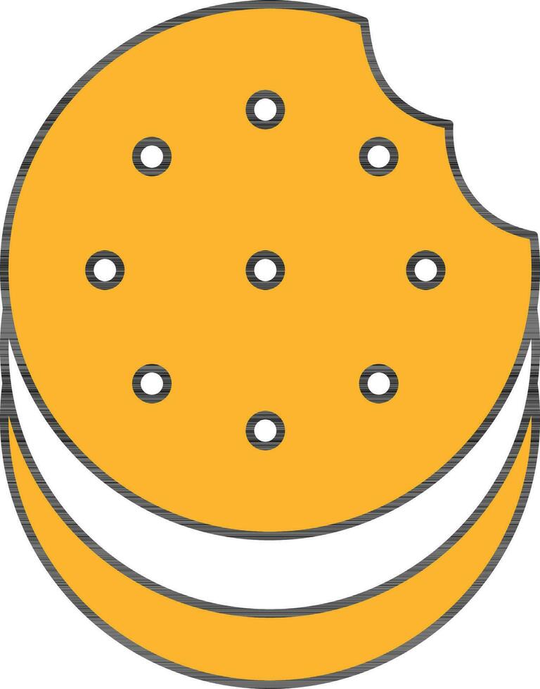 Cream Cookie Icon In Yellow And White Color. vector