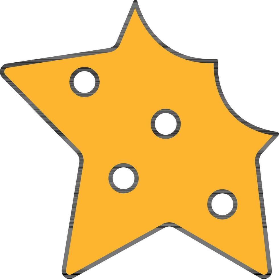 Star Shape Cookie Icon In Yellow Color. vector