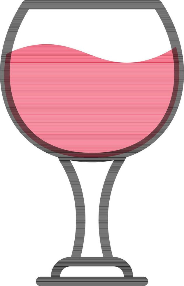 Flat Style Wine Glass icon in pink and white color. vector
