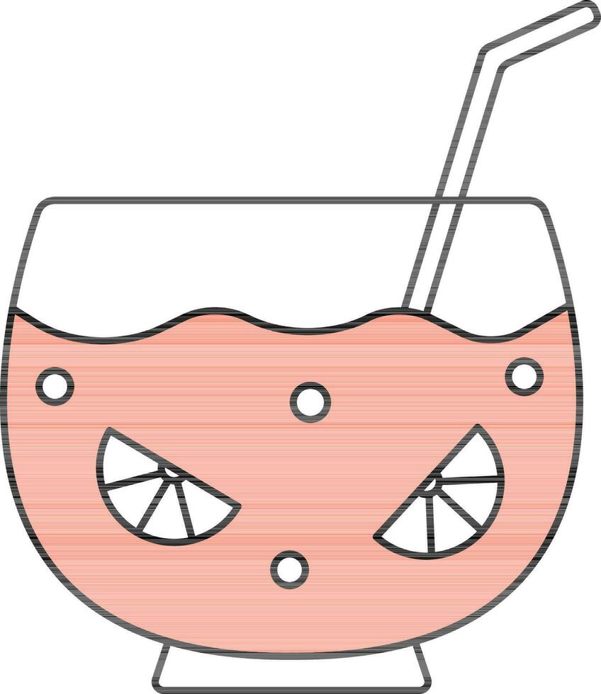 Lemon Or Orange Juice In Punch Bowl Icon. vector