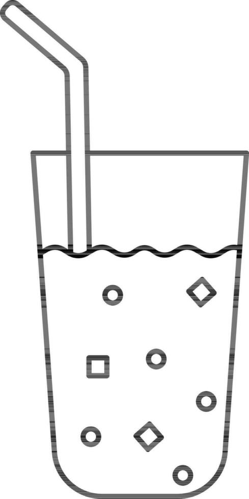 Cold Drink Glass Icon In Black Outline. vector