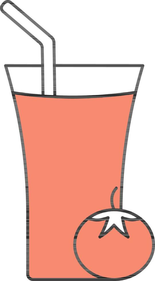 Tomato Juice Glass Icon In Red And White Color. vector