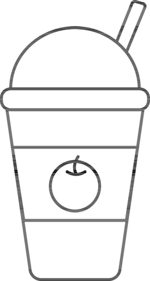Disposable Juice Glass Icon In Black Outline. vector