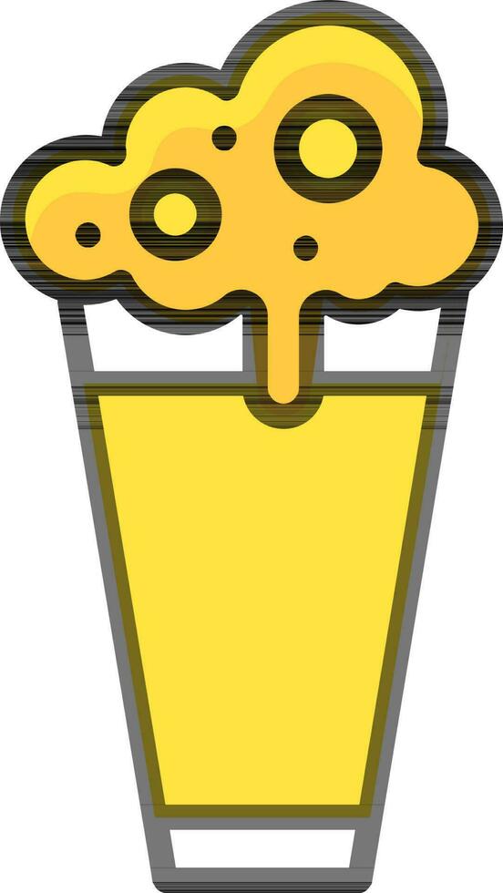 plano estilo cerveza vaso icono en amarillo color. vector