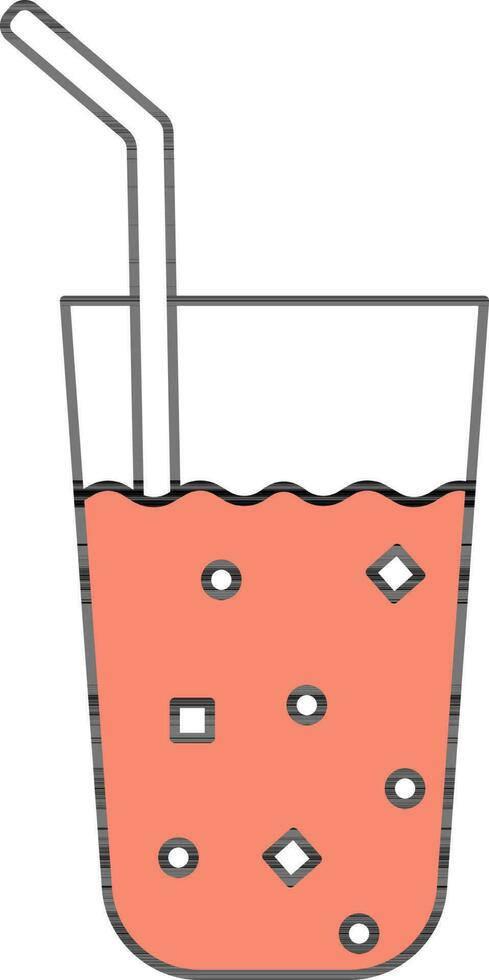 Cold Drink Glass Icon In Red And White Color. vector
