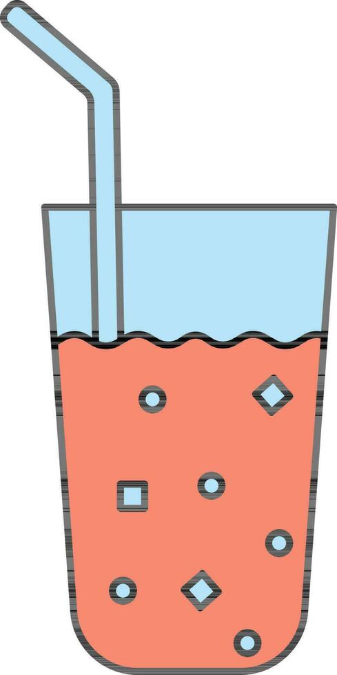 Cold Drink Glass Icon In Red And Blue Color. vector