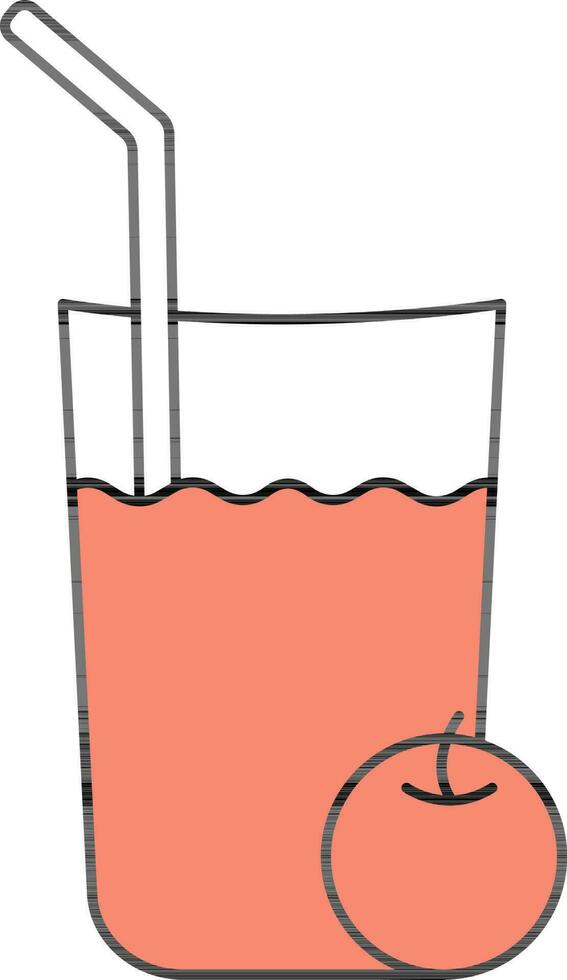 Orange Juice Glass Icon In Red And White Color. vector