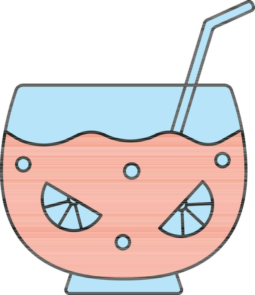Red And Blue Lemon Or Orange Juice In Punch Bowl Icon. vector