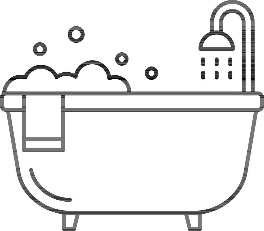 Flat Style Bathtub Icon in Line Art. vector