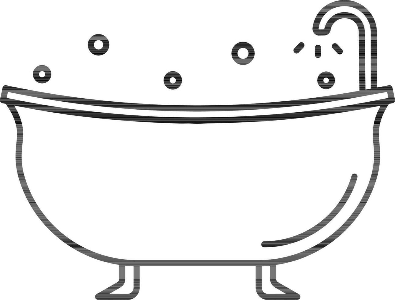 Bathtub Icon Or Symbol In Black Line Art. vector