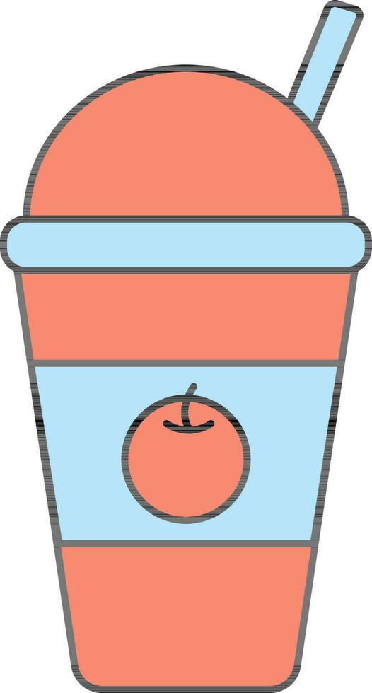 Disposable Juice Glass Icon In Red And Blue Color. vector
