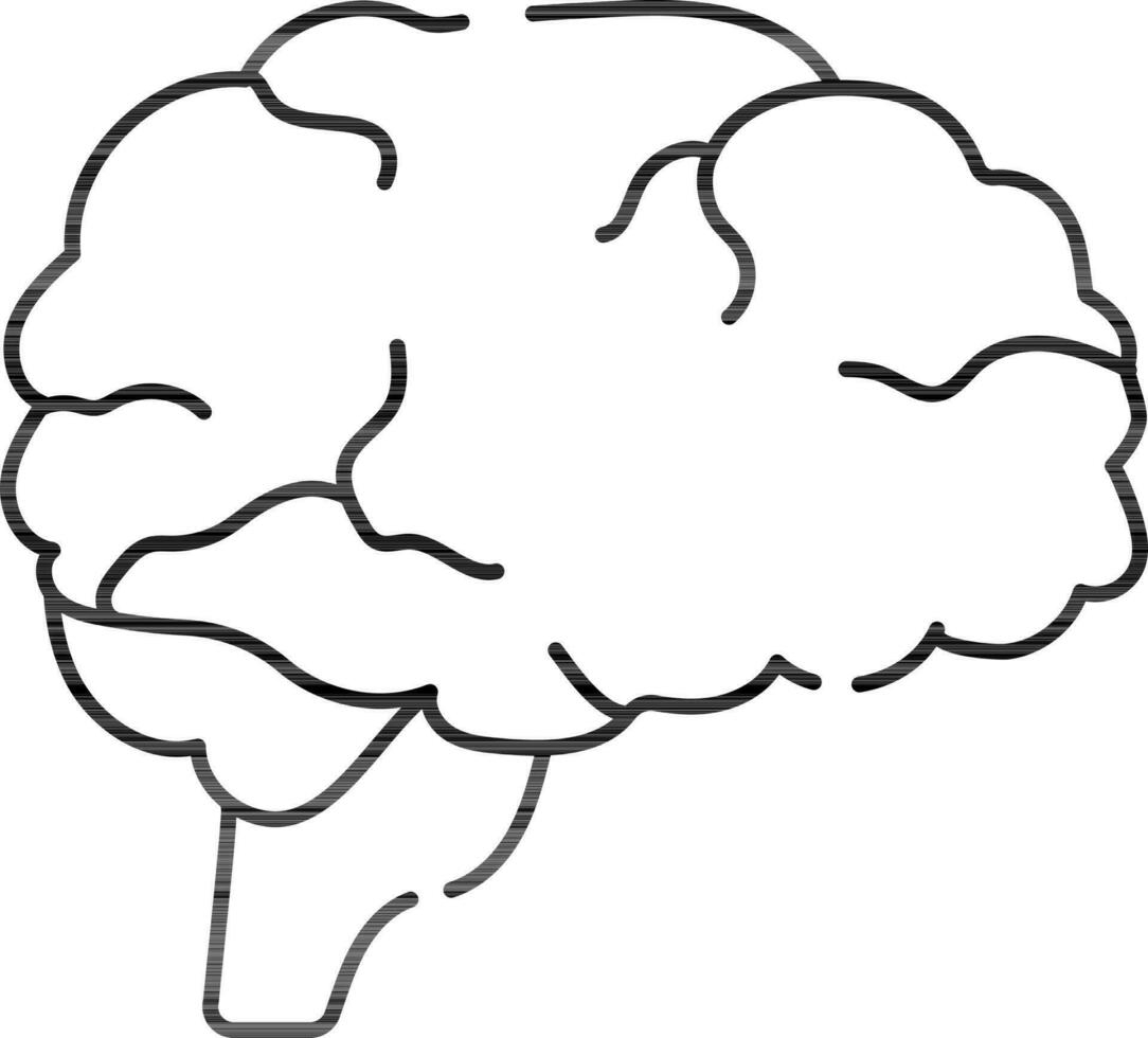Brain Icon In Black Line Art. vector