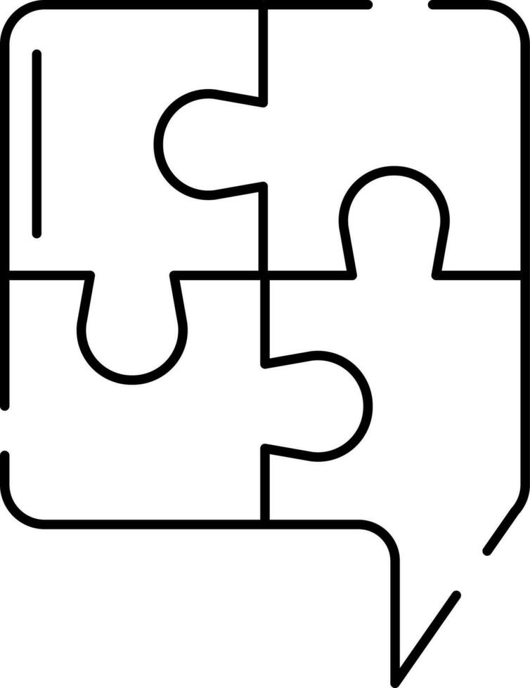 Jigsaw Puzzle Icon In Blue Line Art. vector