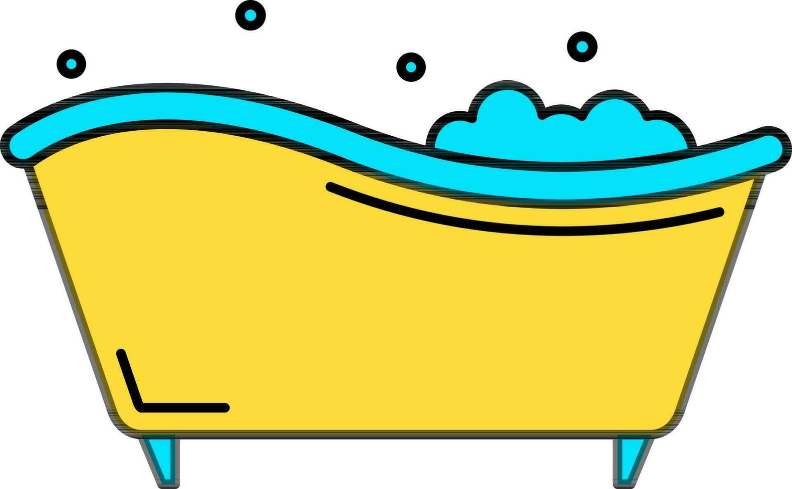 Bathtub Icon Or Symbol In Blue And Yellow Color. vector