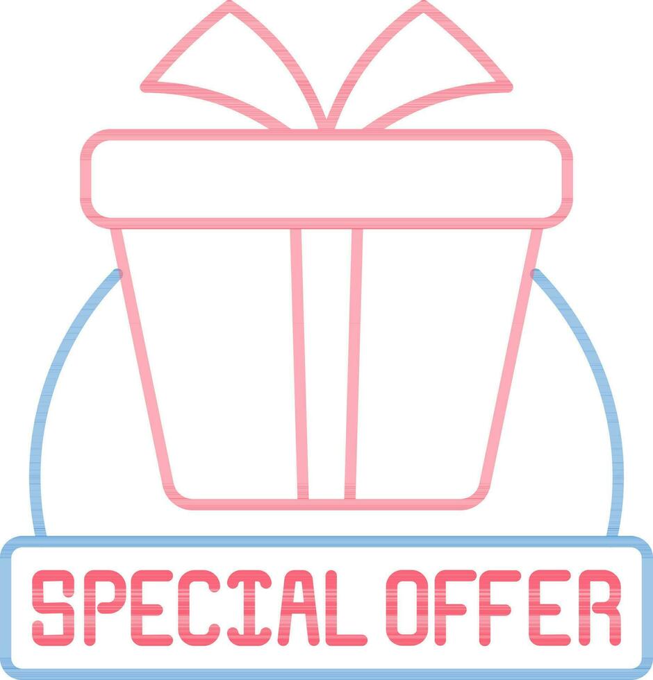 Special Offer Ribbon with Gift Box Icon in Thin Line Art. vector