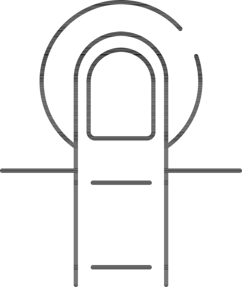 Finger Press Button Icon In Thin Line Art. vector