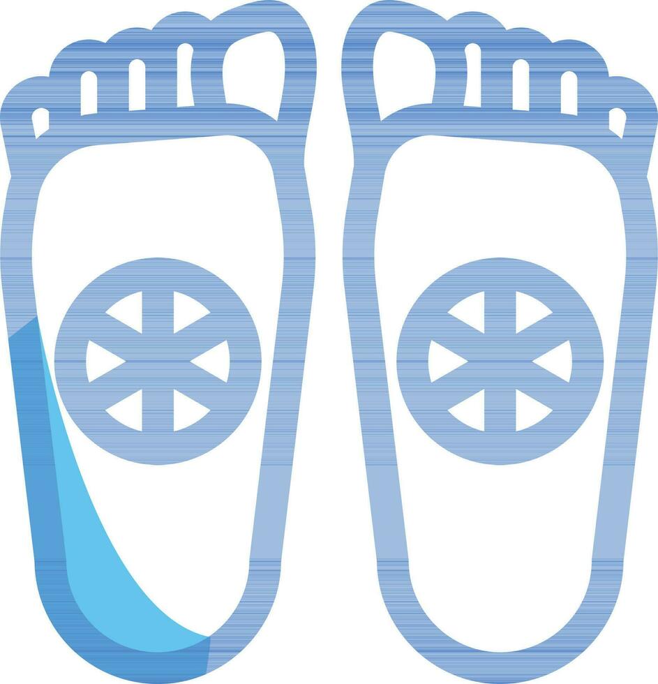 Footprints of Buddha Or Buddhapada Icon In Blue Line Art. vector