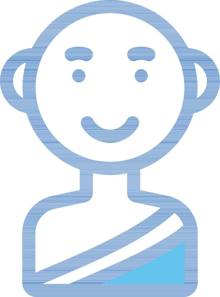 Monk Character Icon In Blue Stroke Style. vector
