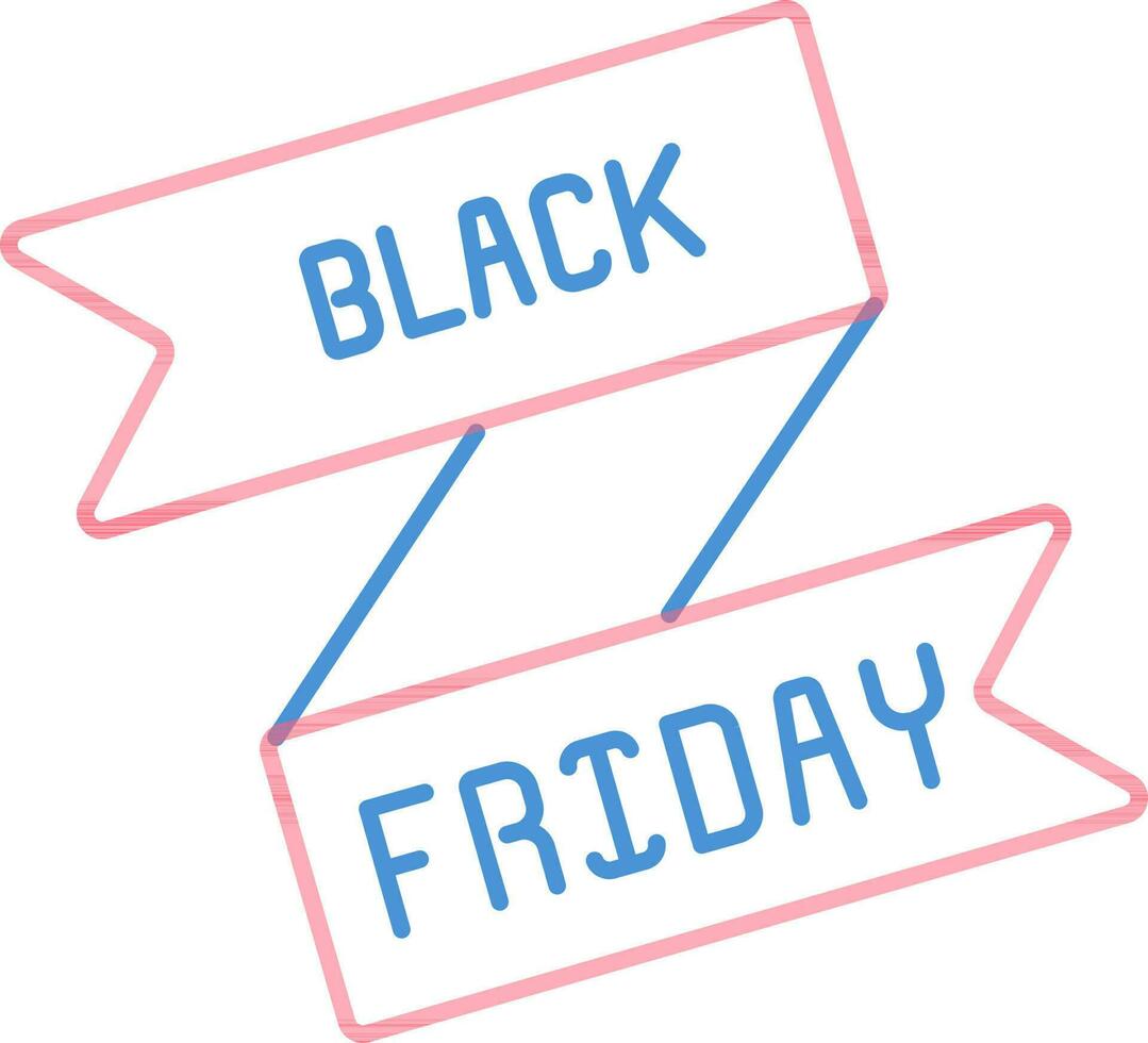 Black Friday Ribbon Icon in Blue and Red Outline. vector