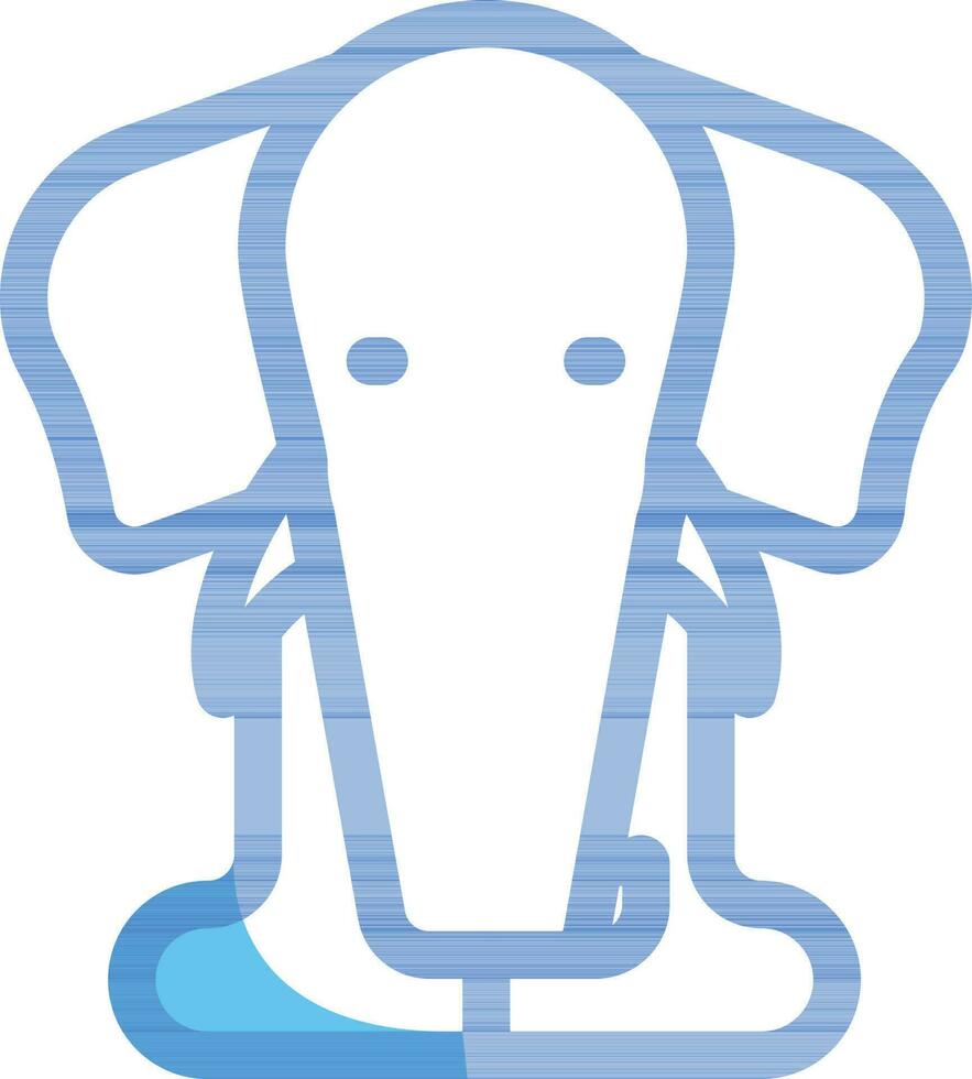 Blue Stroke Style Elephant Icon Or Symbol. vector