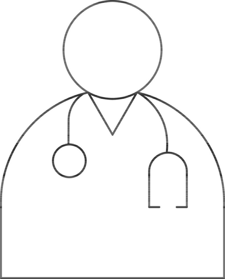 Black Line Art Doctor Icon in Flat Style. vector