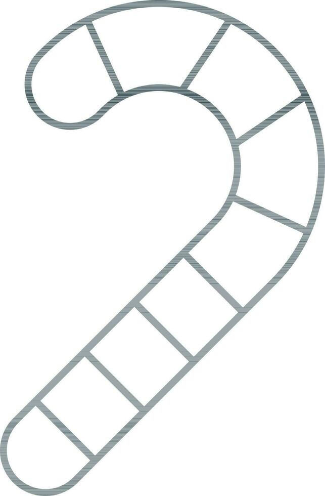 Candy Cane Icon In Grey Line Art. vector