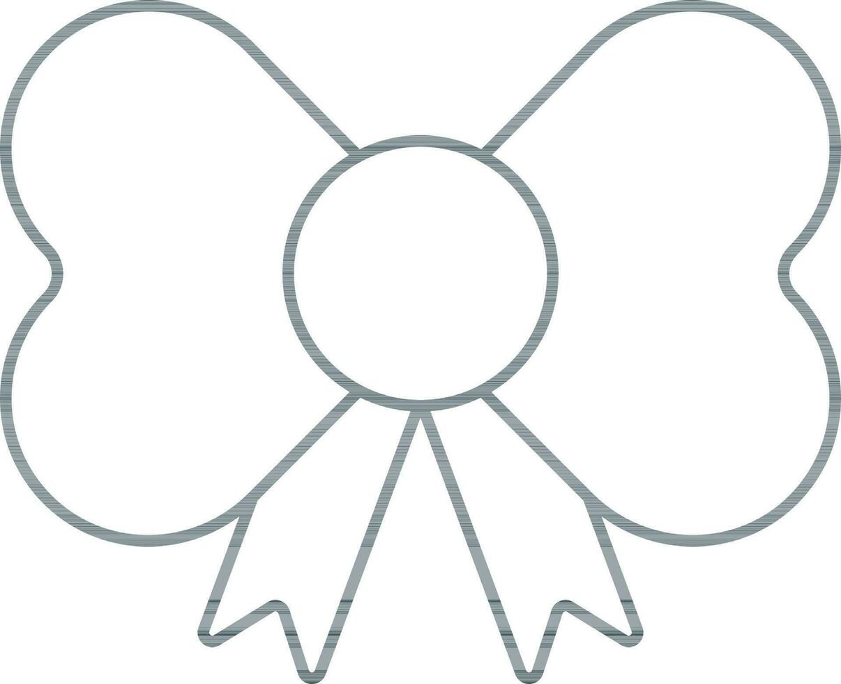 Bow Ribbon Icon In Grey Outline. vector