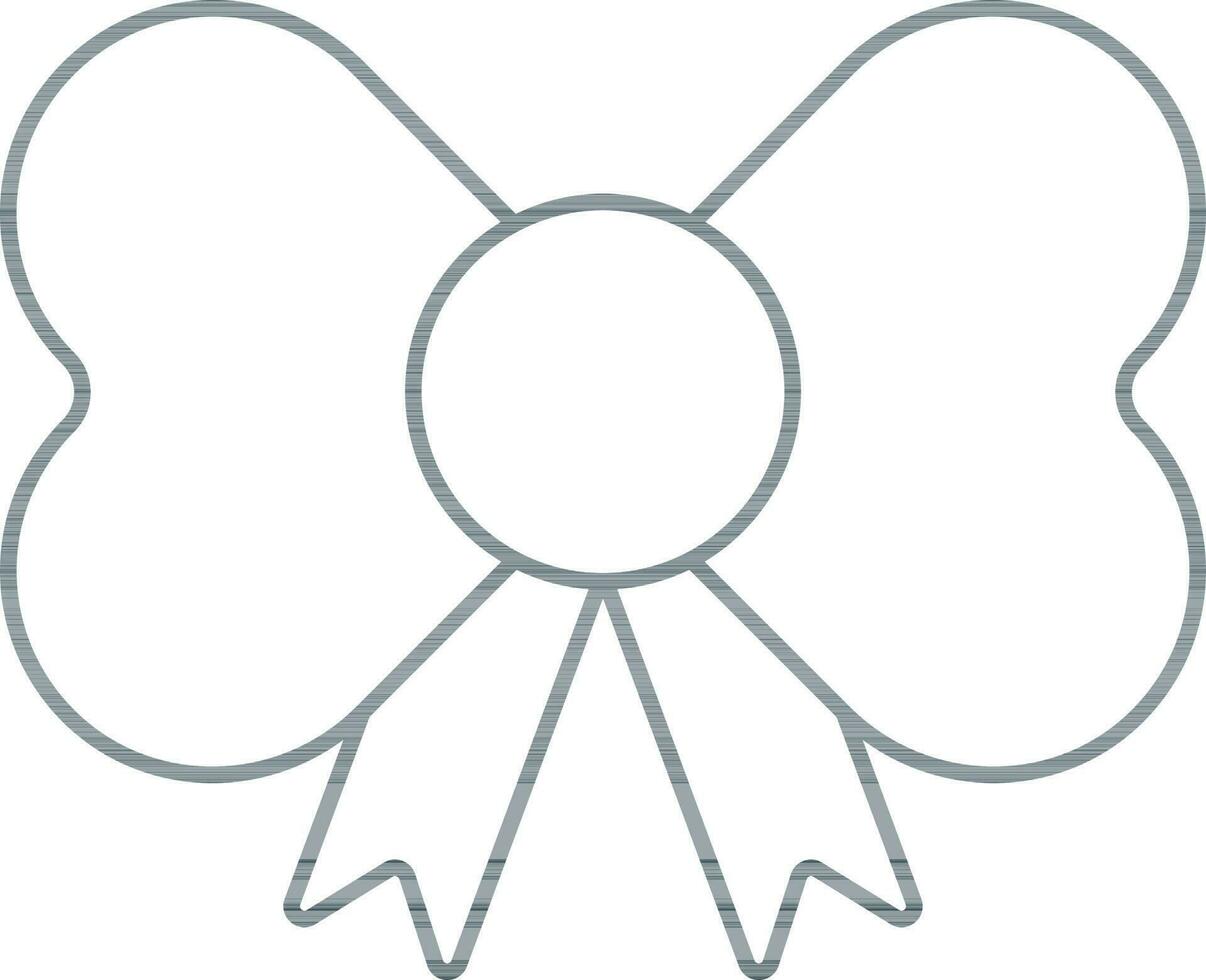 Bow Ribbon Icon In Grey Outline. vector