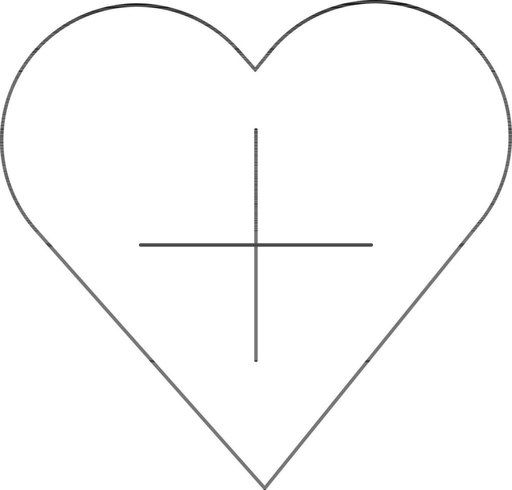 Add Heart Icon in Black Thin Line Art. vector