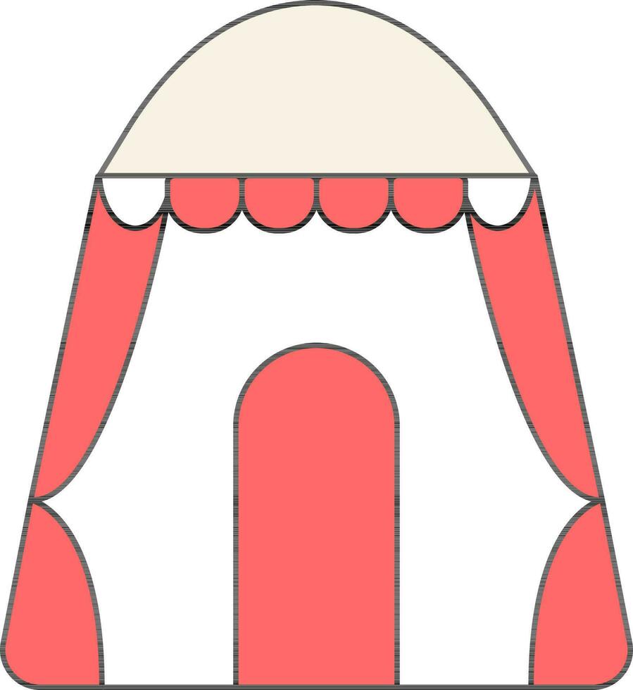 Carnival Entrance Gate Icon In Red And Beige Color. vector
