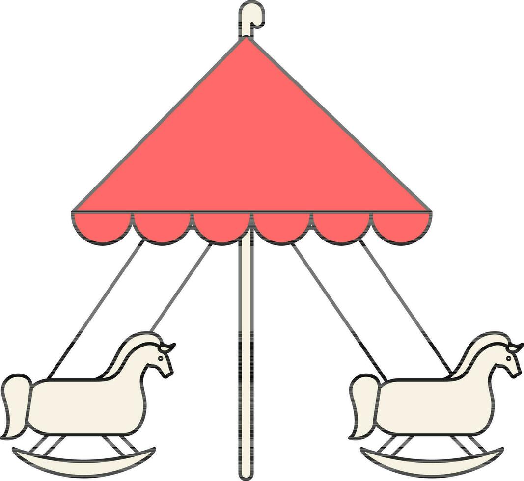 Merry Go Round Icon In Flat Style. vector