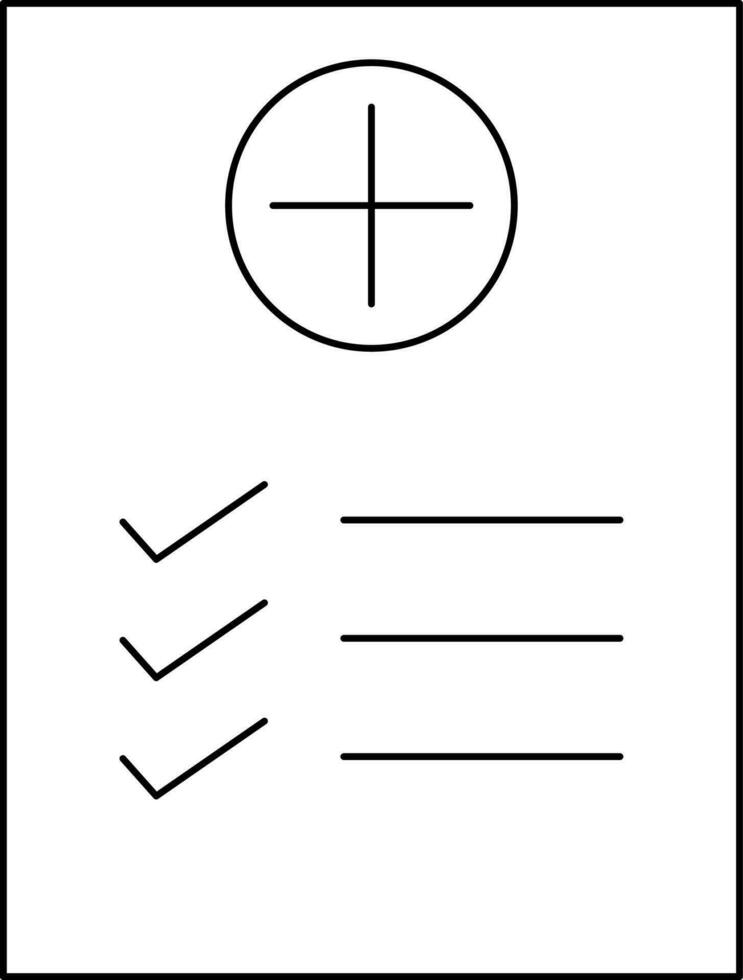 Medical Checklist Icon in Black Line Art. vector