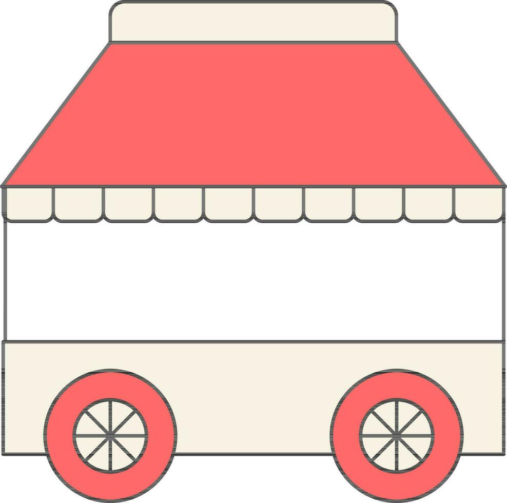 Kiosk Icon In Red And Beige Color. vector